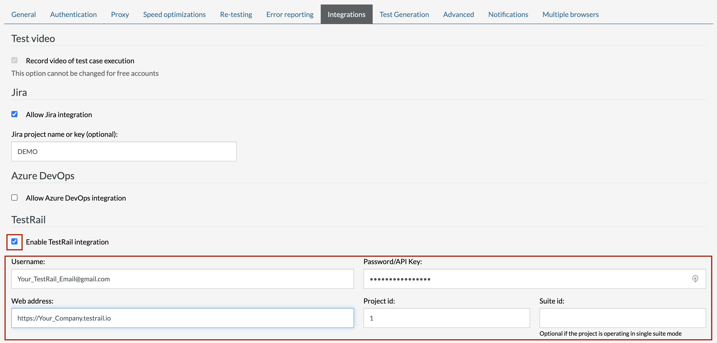 TestRail Integration TestRigor AI Based Automated Testing Tool