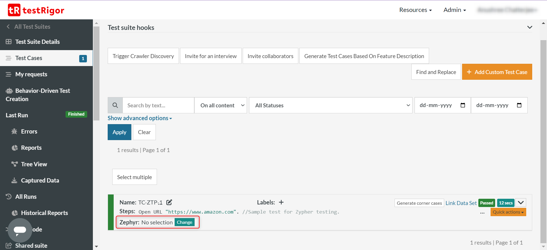 Zephyr Overview - testRigor AI-Based Automated Testing Tool