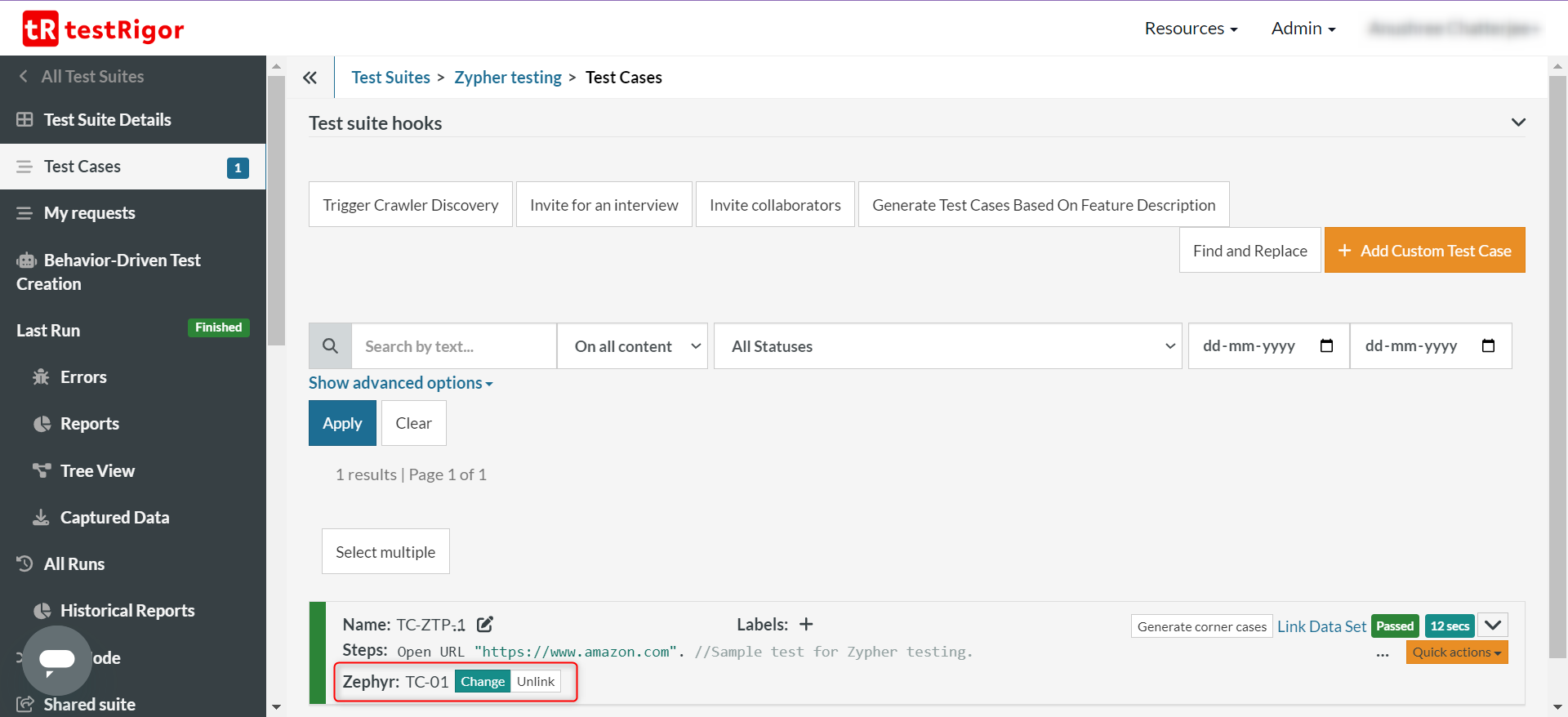 Zephyr Overview - testRigor AI-Based Automated Testing Tool