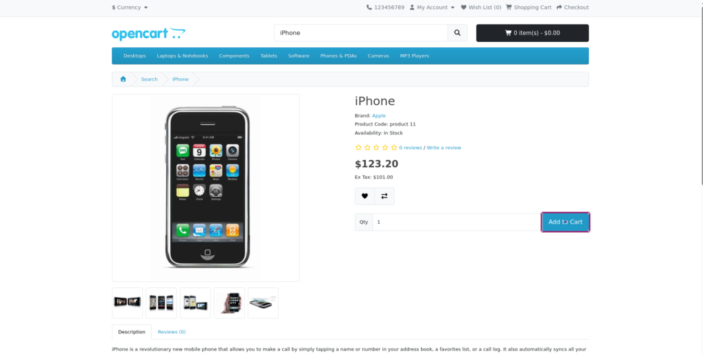 OpenCart testing the Add to Cart action in testRigor
