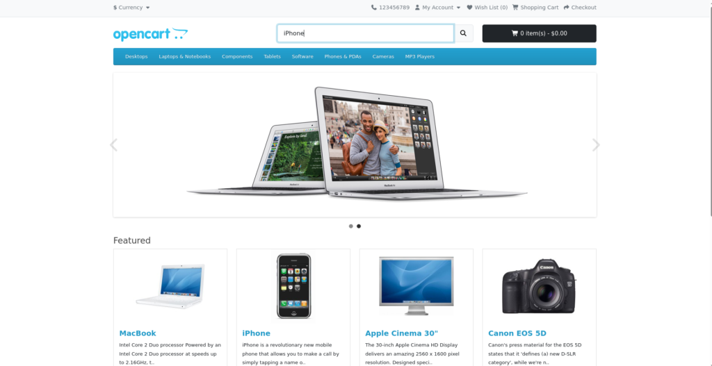 OpenCart testing product search for iPhone in testRigor